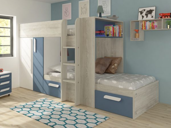 Kids Beds Barca Blue Bunkbed, Bunk Bed With Mattress Bundle