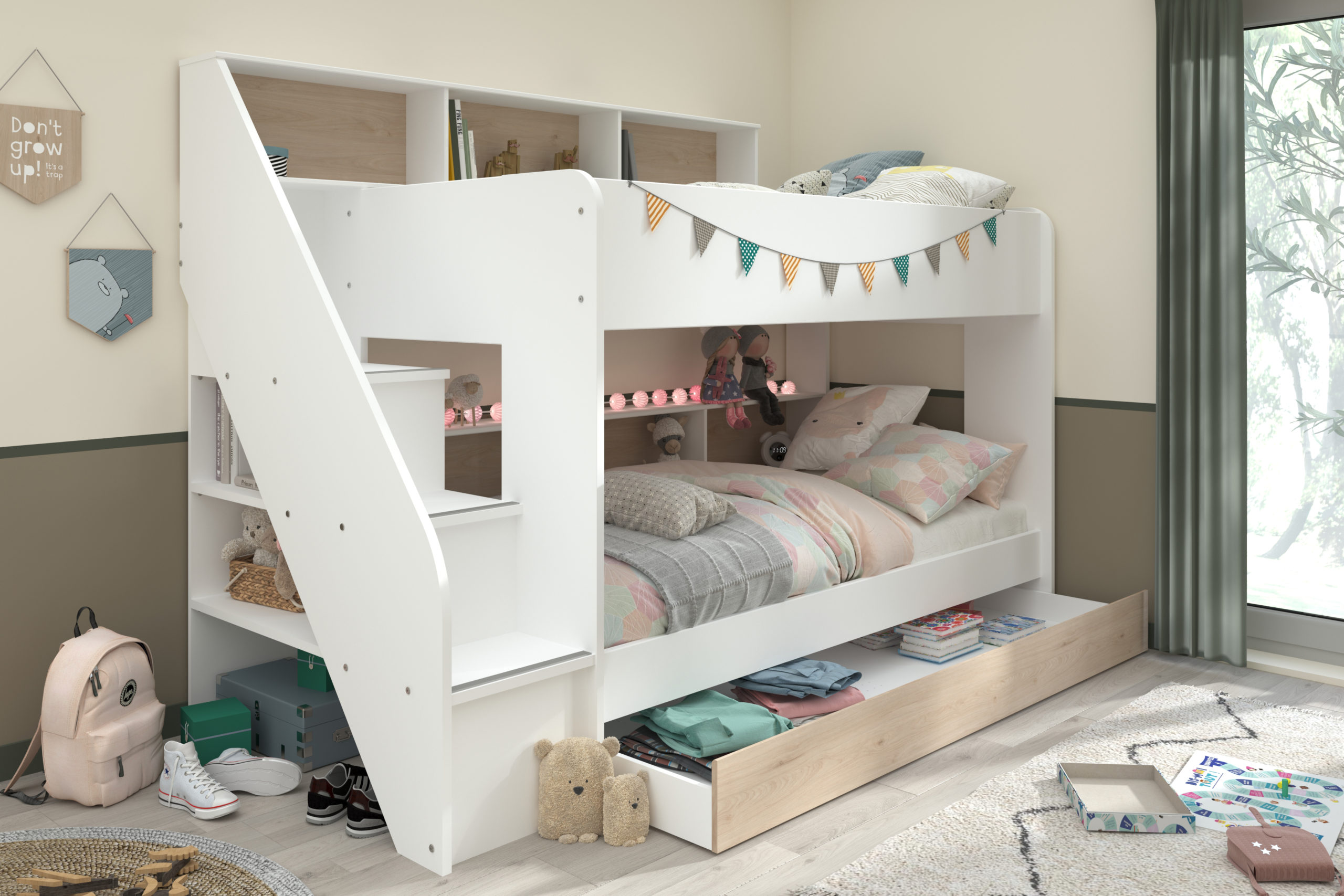 Kids Beds Parisot Biblio Bunk Bed, Bunk Beds With Shelves Uk