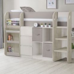 saturn midsleeper taupe oak closed roomset