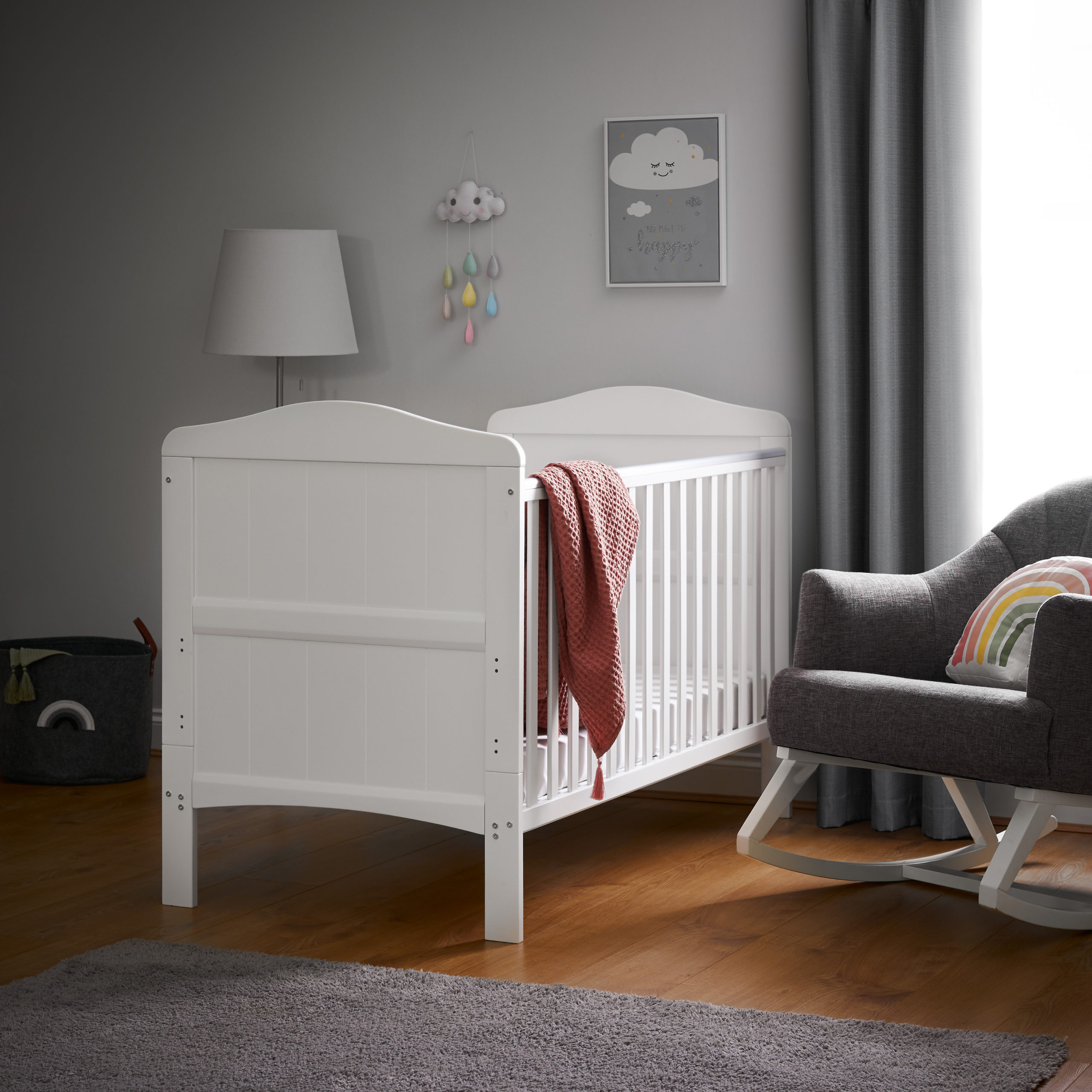 Whitby Cot Bed Foam Mattress White Kids Beds UK