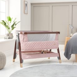 CoZee Luxe Bedside Crib Walnut Blush Hero