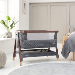 CoZee Luxe Bedside Crib Walnut Slate Hero