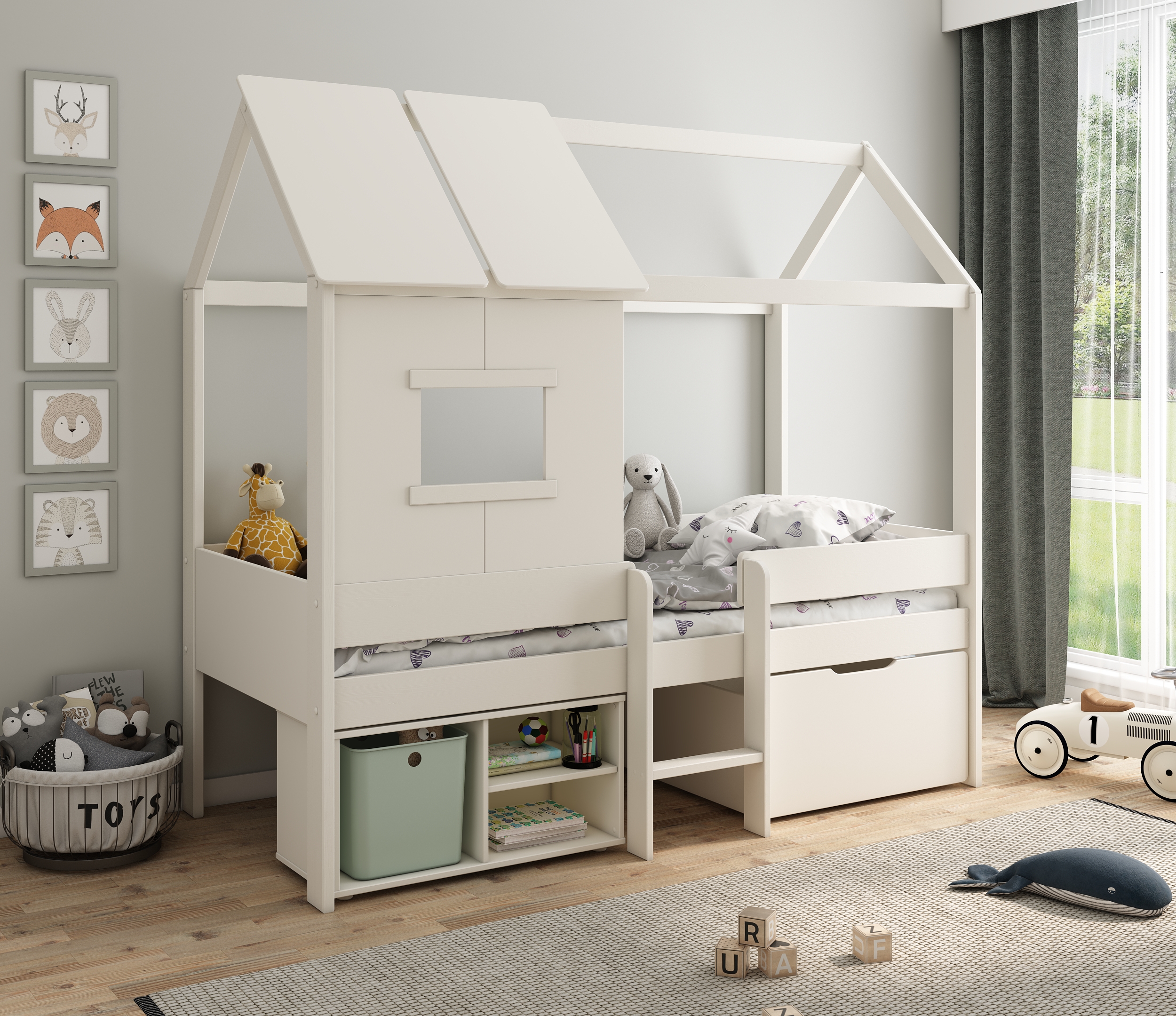 Ordi Mini Playhouse Bed with Storage - Kids Beds