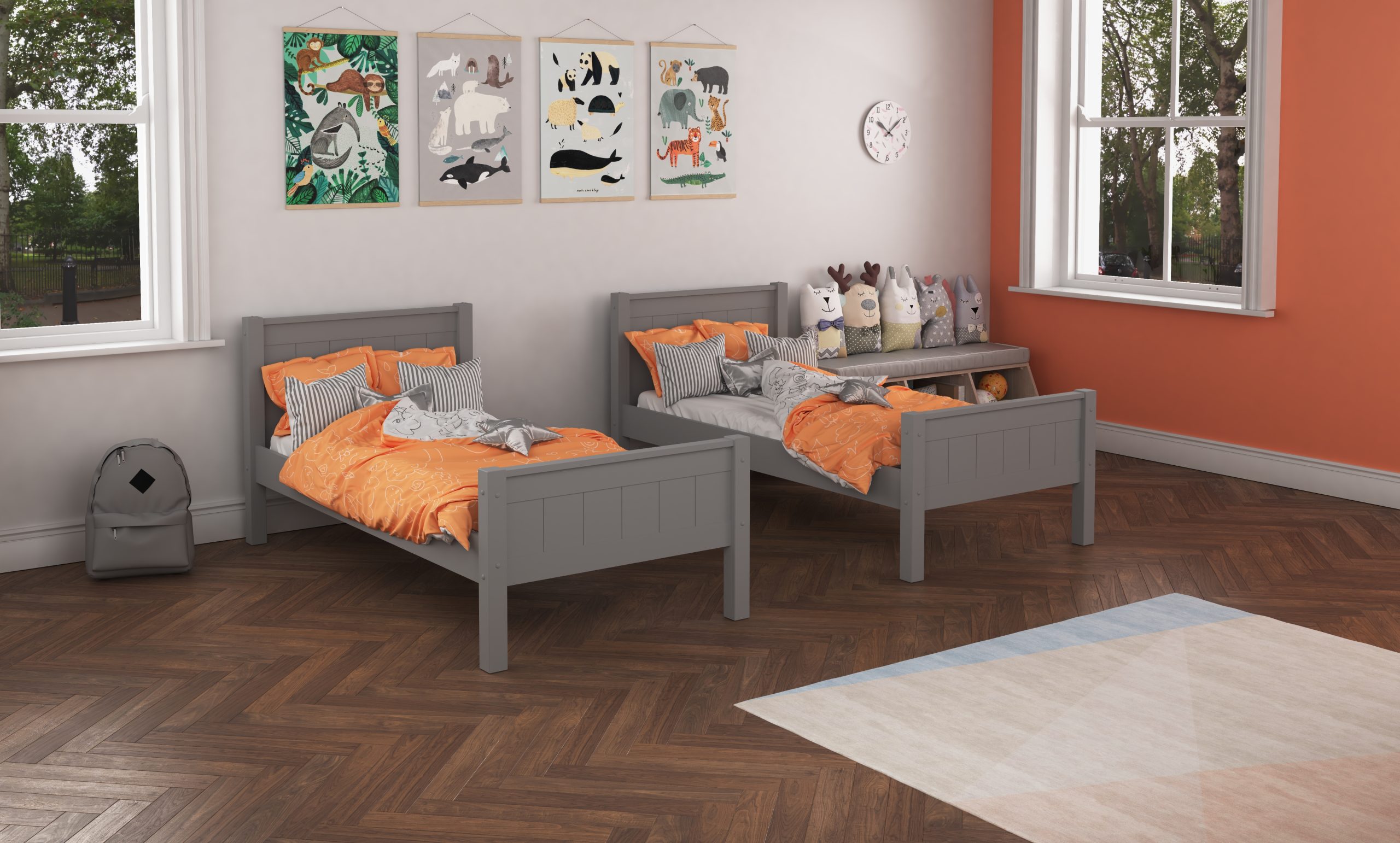 Classic Kids Bunk Bed In Grey With Drawers Kids Beds UK