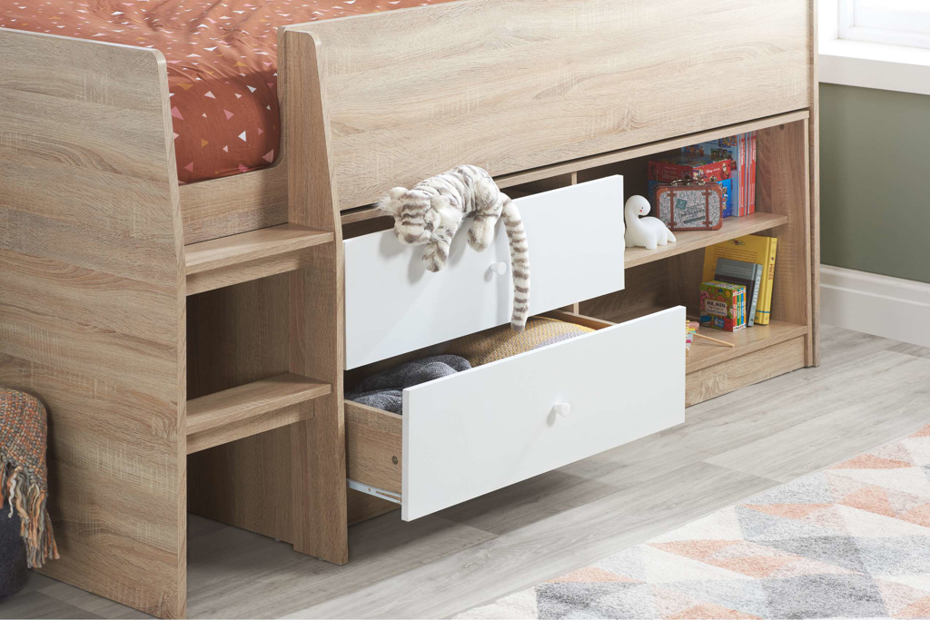 Leyton Cabin Bed White Oak Effect Kids Beds UK