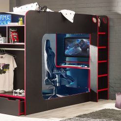 impact gaming bunk black red with gaming chair roomset