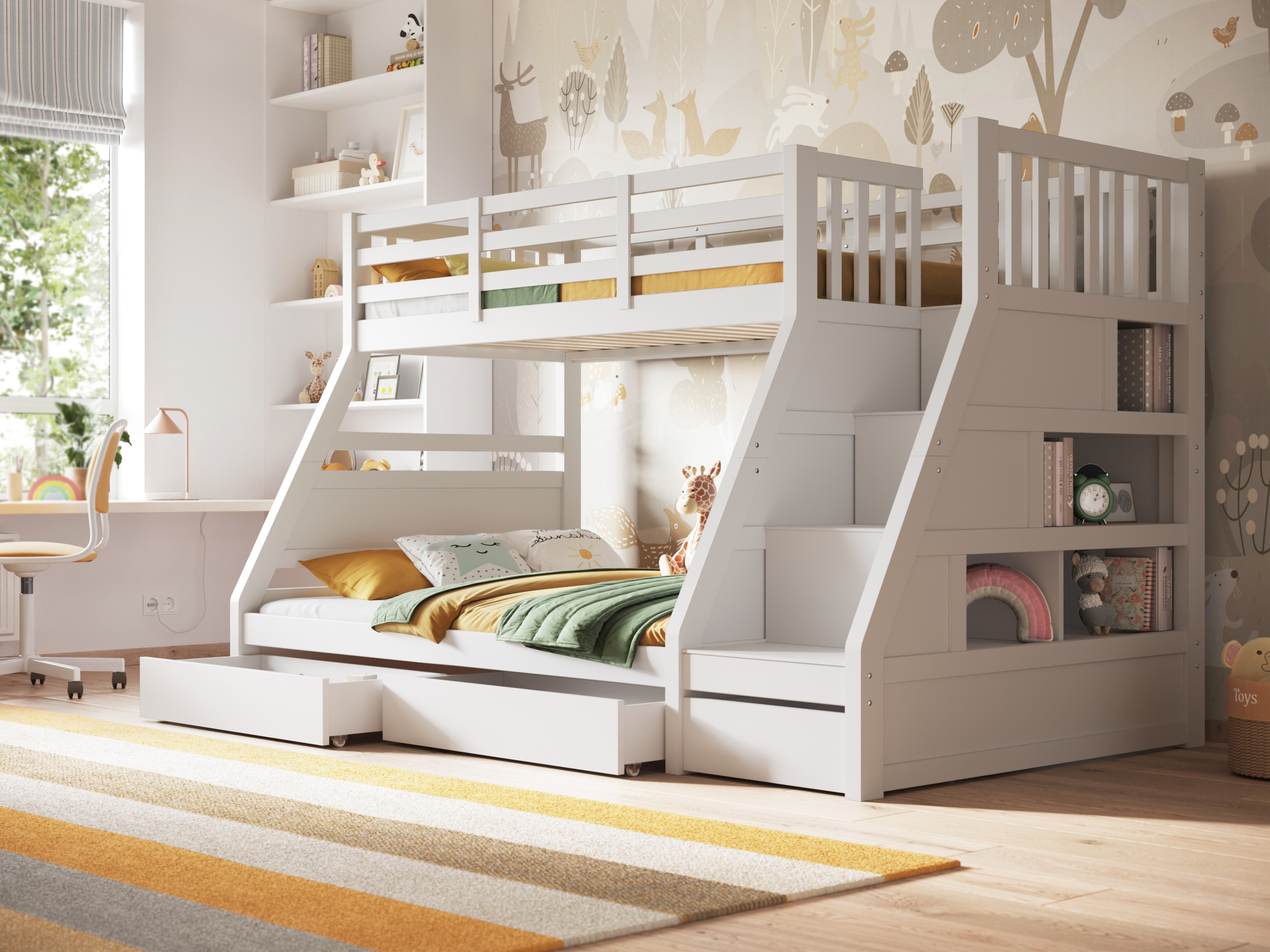 White triple store bunk bed