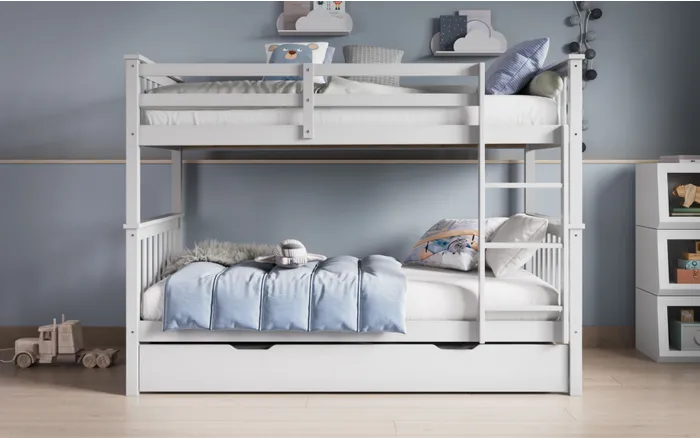 Detachable triple clearance bunk beds