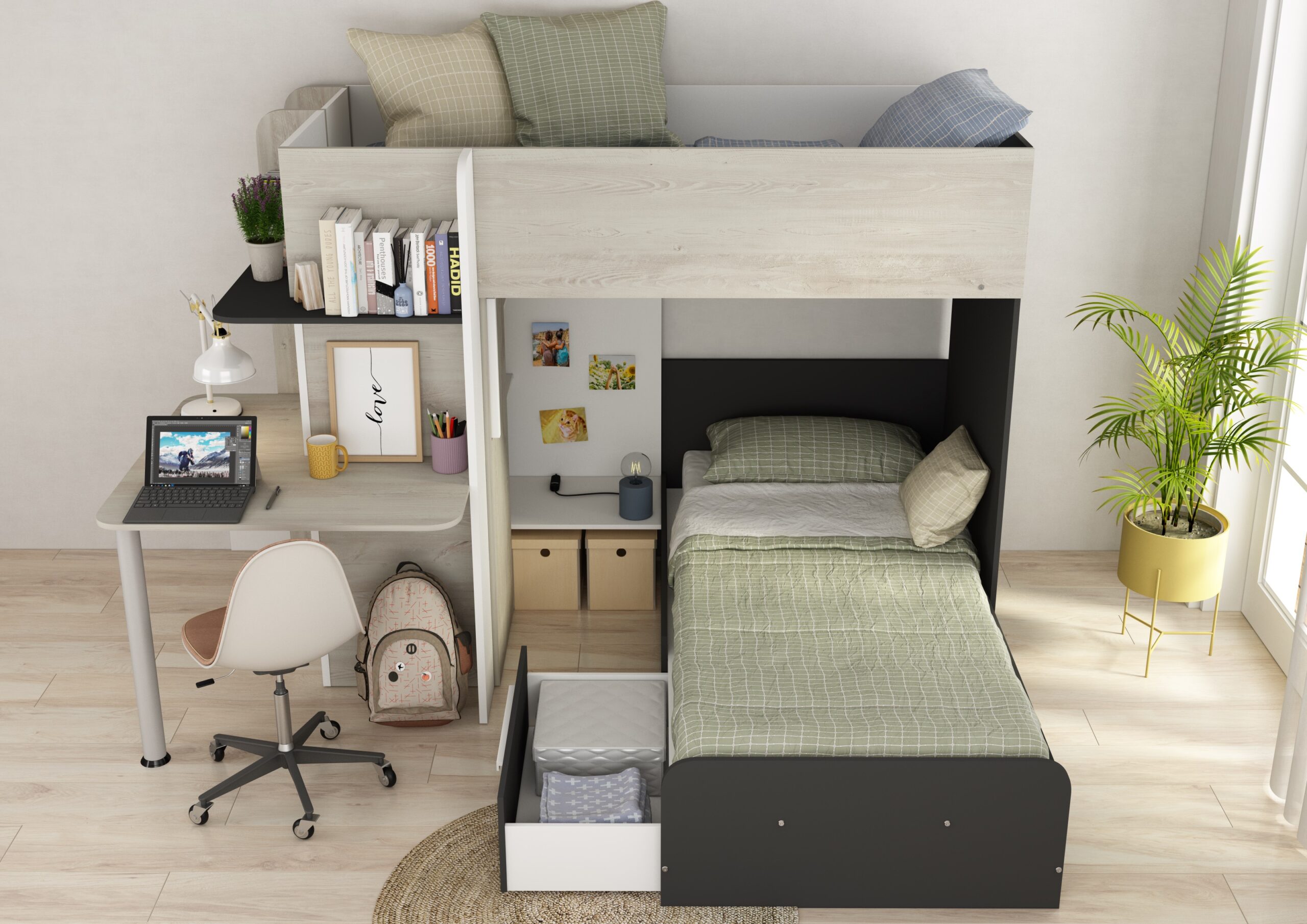 Children's l shaped bunk beds store