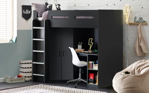 hercules highsleeper anthracite with erika white chair roomset
