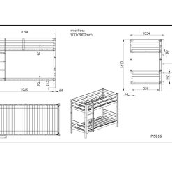 Breeze Solid Wood Bunk Bed dimensions 82469