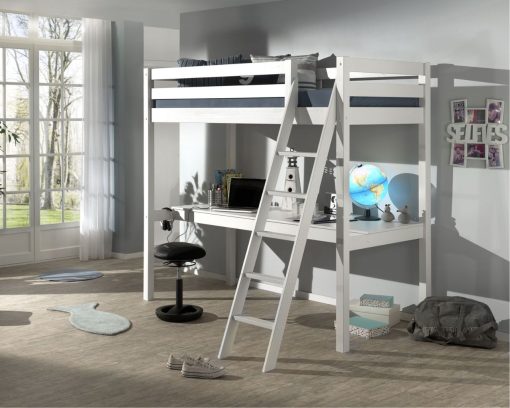 Breeze high sleeper white with desk 98965