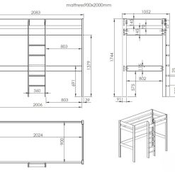 Breeze high sleeper with desk dimensions 48718