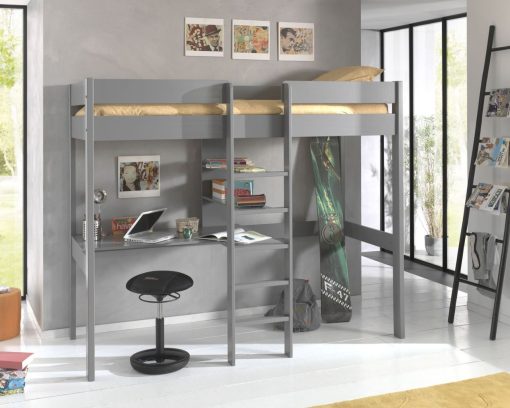 Breeze high sleeper with desk grey 49593