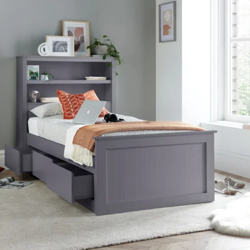 bedmasterenzo grey wooden 3 drawer bookcase storage bedengb3ft 111317 709x709