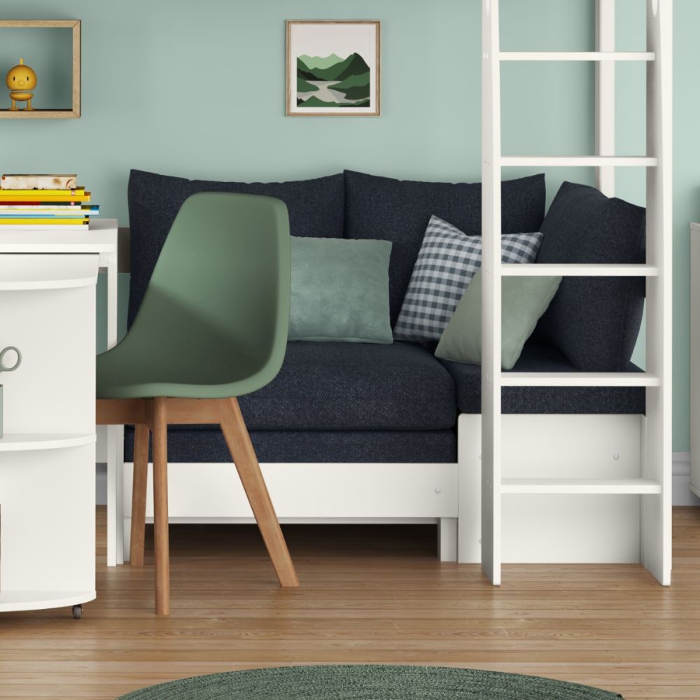 uno s high sleepers with new chair bed saphire blue with pull out desk front view crop chair closed