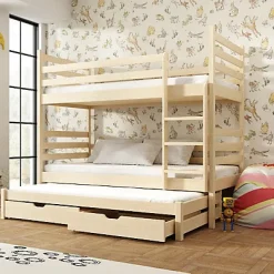 classic pine tomi bunk bed with trundle and storage for kids h 1610mm w 1980mm d 980mm multi functional~5056601243860 02c MP