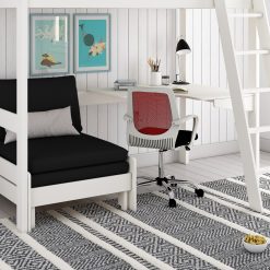 kids avenue estella white high sleeper bed 4 with black sofabed desk 03