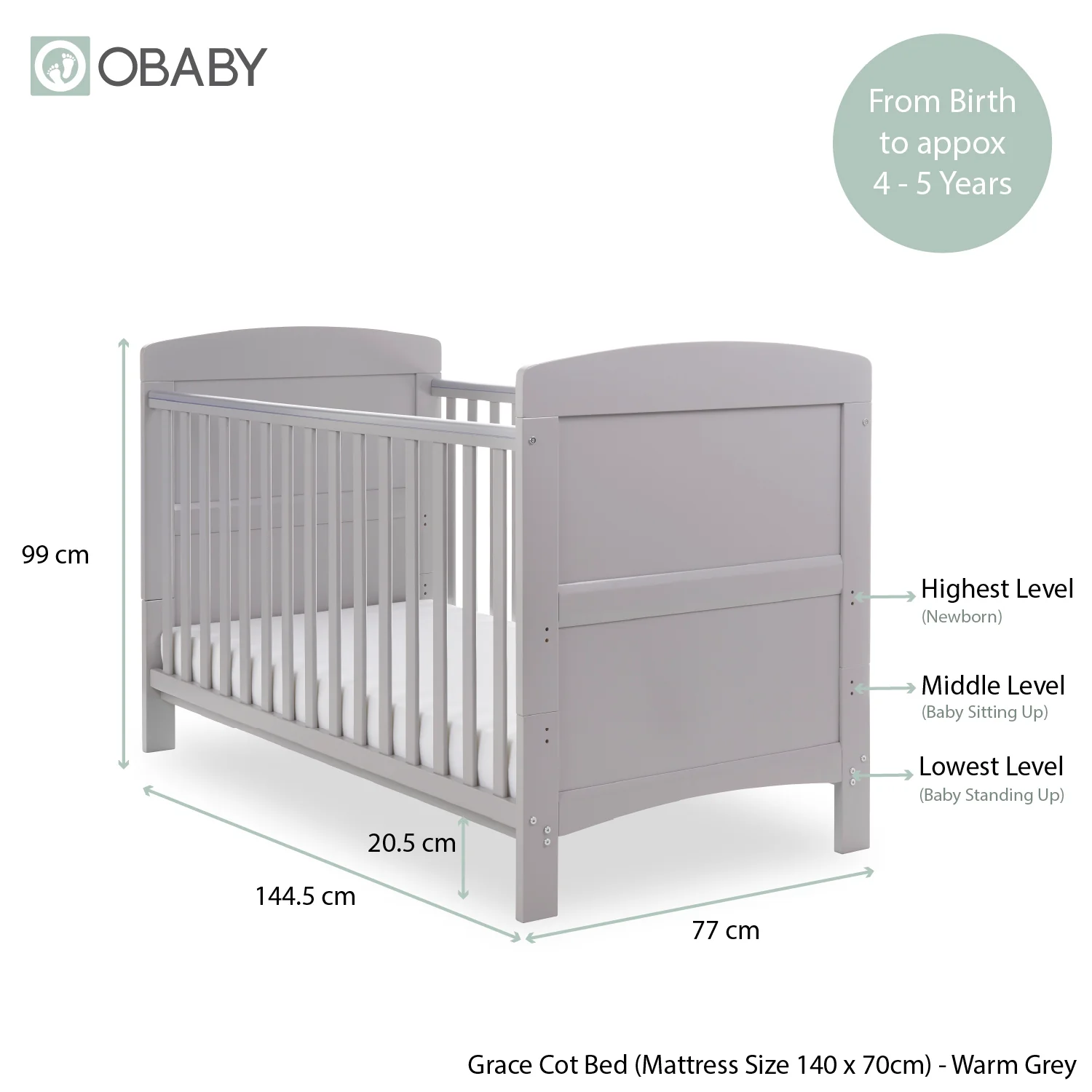Grace Cot Beds Dimensions