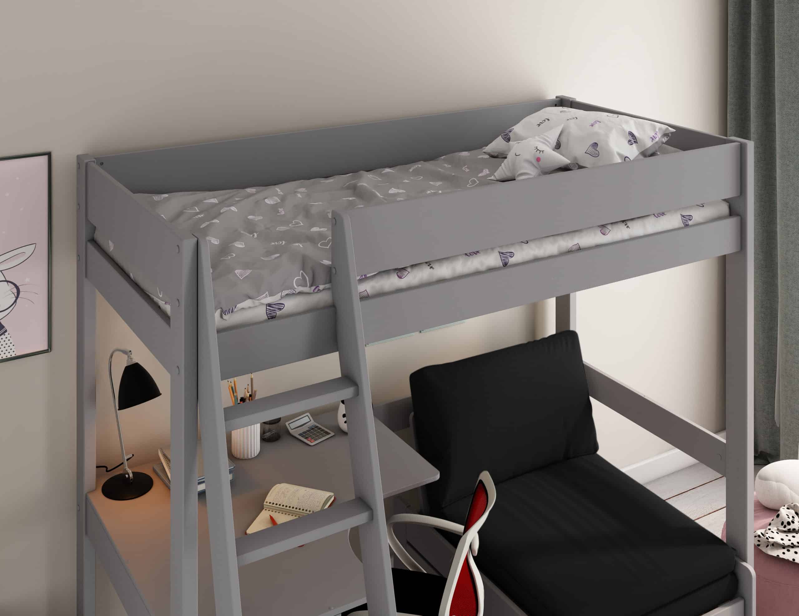 kids avenue estella grey high sleeper bed 1 with black sofabed desk 02 scaled