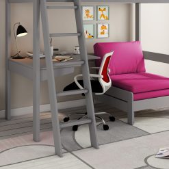 kids avenue estella grey high sleeper bed 1 with pink sofabed desk 01
