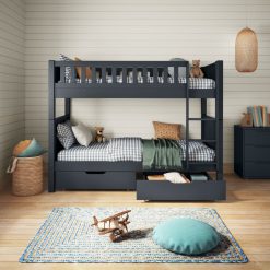 stompa arven blue bunk bed with pair drawers open front