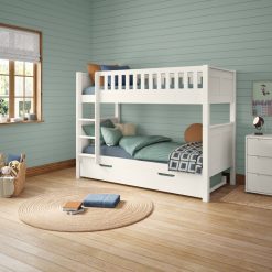stompa arven white bunk bed open trundle closed angled