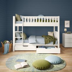 stompa arven white bunk bed with pair drawers open front 1