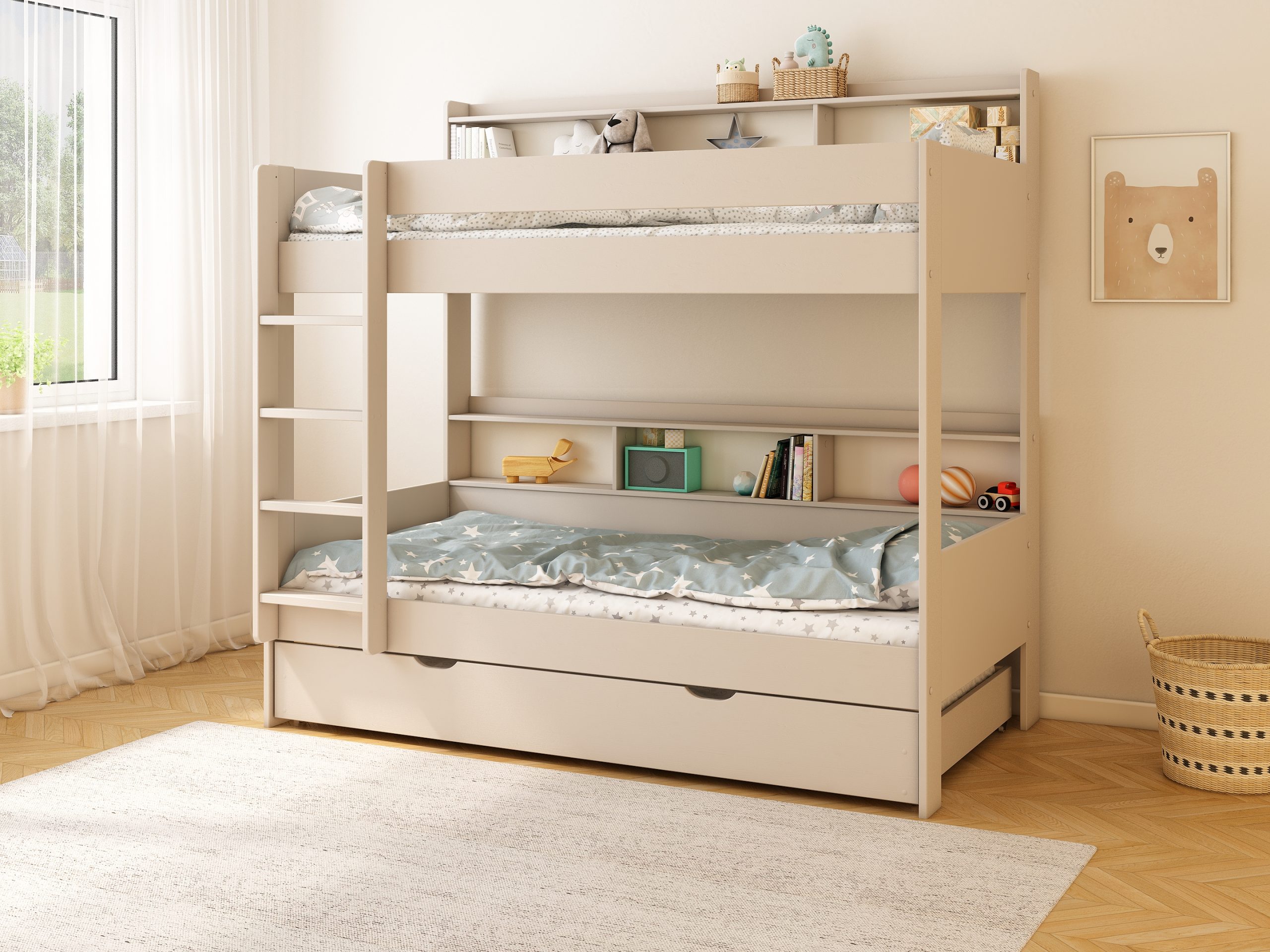 Haven Storage Bunk Bed with trundle beddrawer in Cashmere (1)
