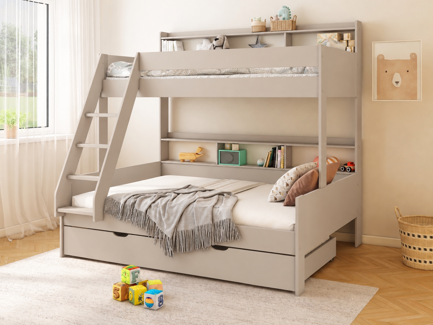 Haven Storage Family Bunk with trundle beddrawer in Cashmere (1)