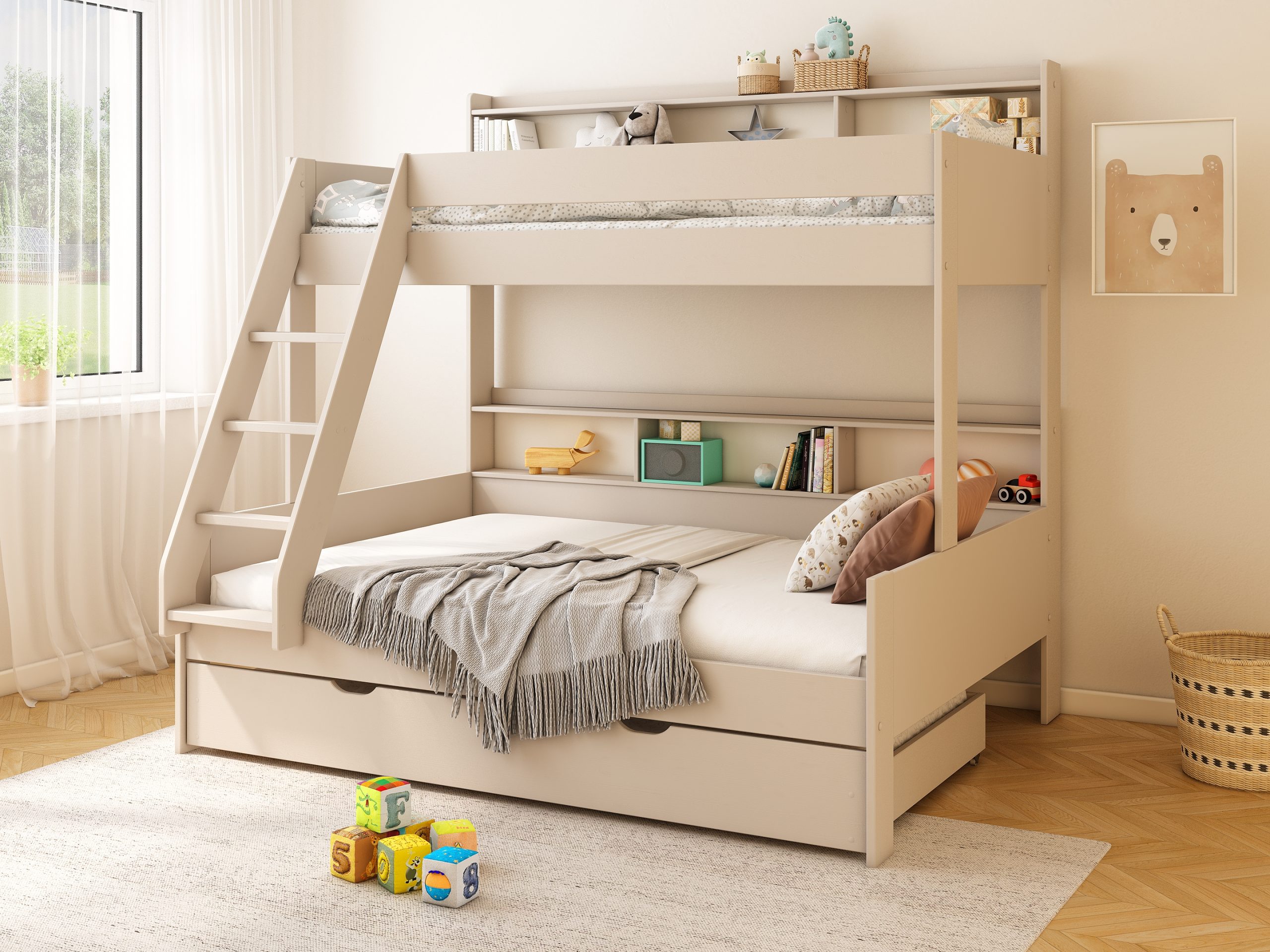 Haven Storage Family Bunk with trundle beddrawer in Cashmere (1)