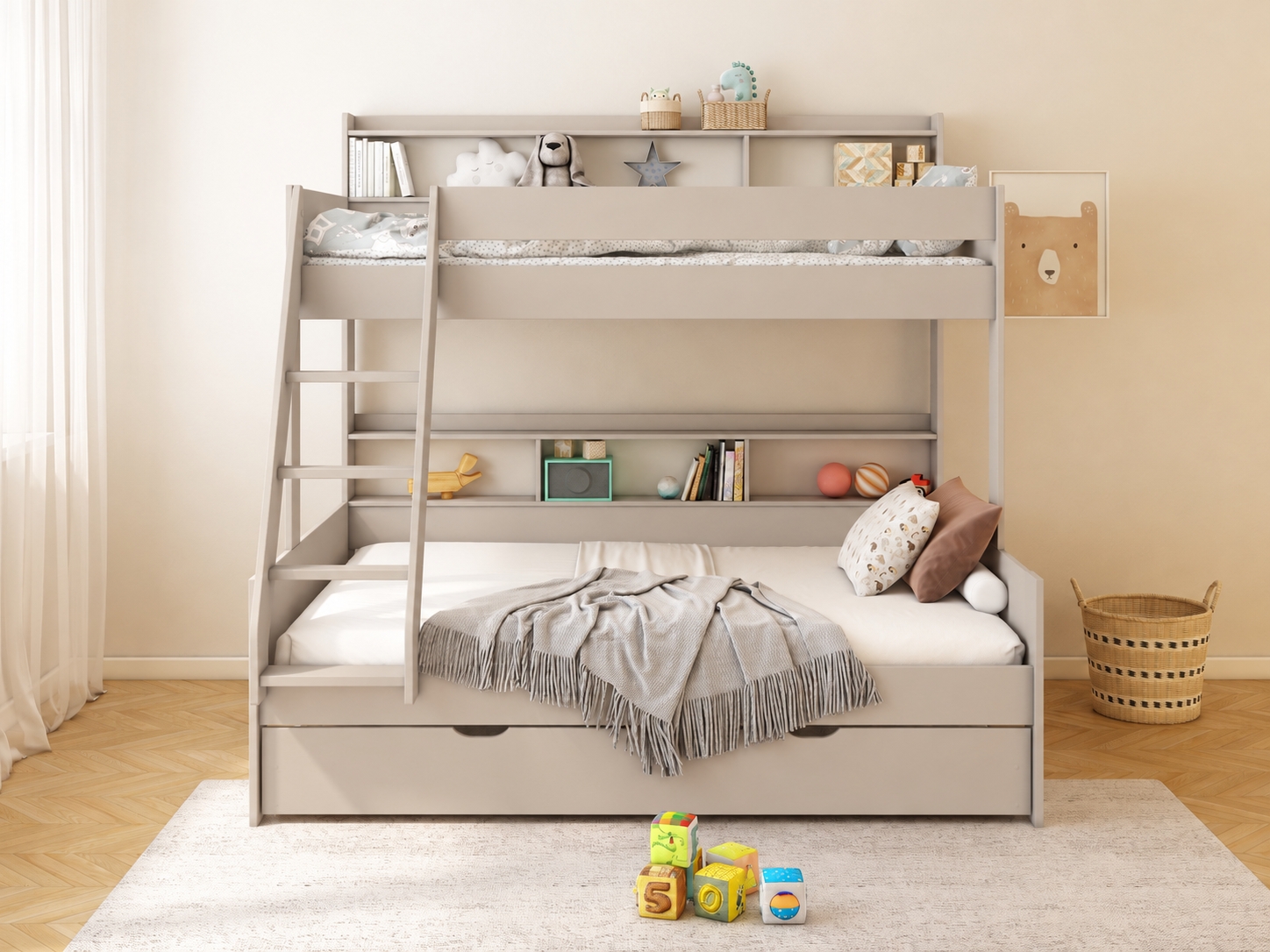 Haven Storage Family Bunk with trundle beddrawer in Cashmere (2)
