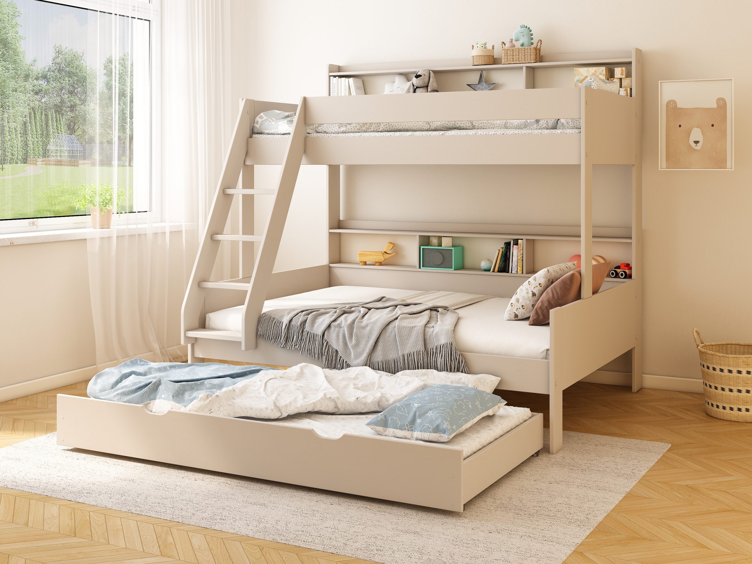 Haven Storage Family Bunk with trundle beddrawer in Cashmere (3)
