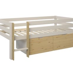 Scandi Toddler Cabin Bed with two storage drawers in Cashmere & Oak (7)