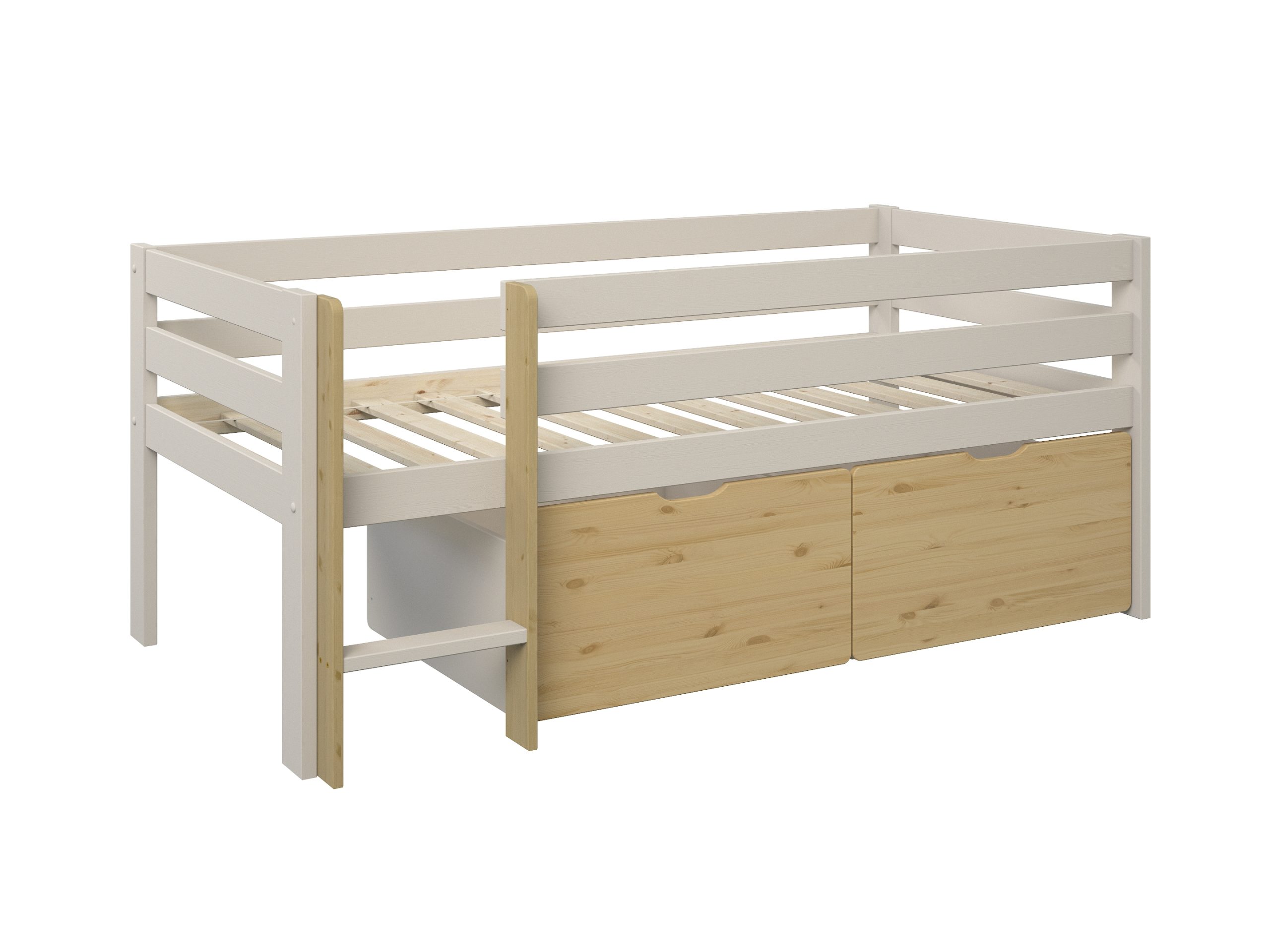 Scandi Toddler Cabin Bed with two storage drawers in Cashmere & Oak (7)