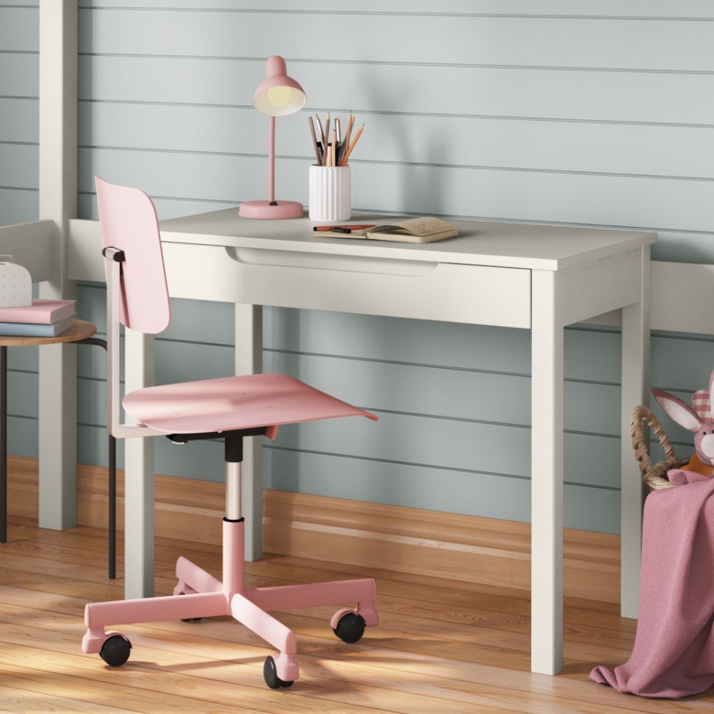 closer view of the storage desk under the white arven high sleeper