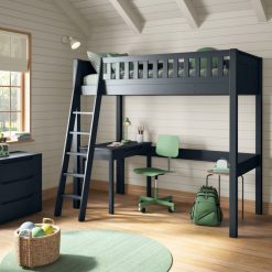 stompa arven blue high sleeper with freestanding desk left zoomed