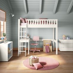 stompa arven white high sleeper with freestanding desk left front