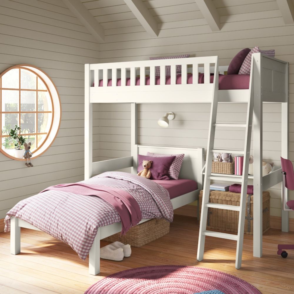 stompa arven white high sleeper with single bed zoomed