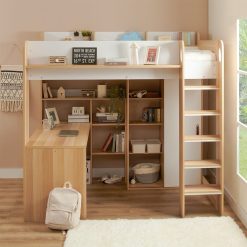 ava wooden high sleeper with desk and storage
