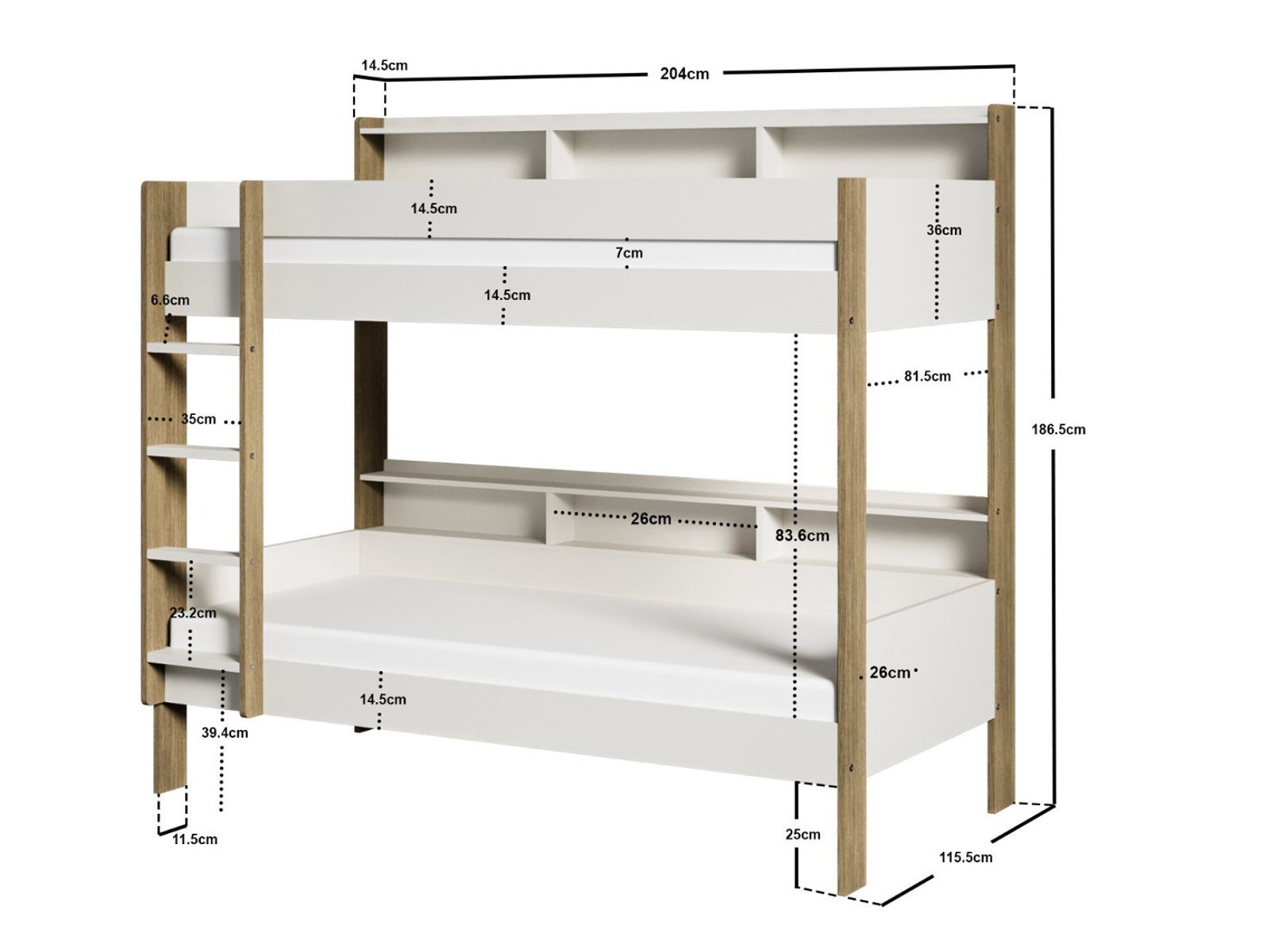bodie white bunk bed 438