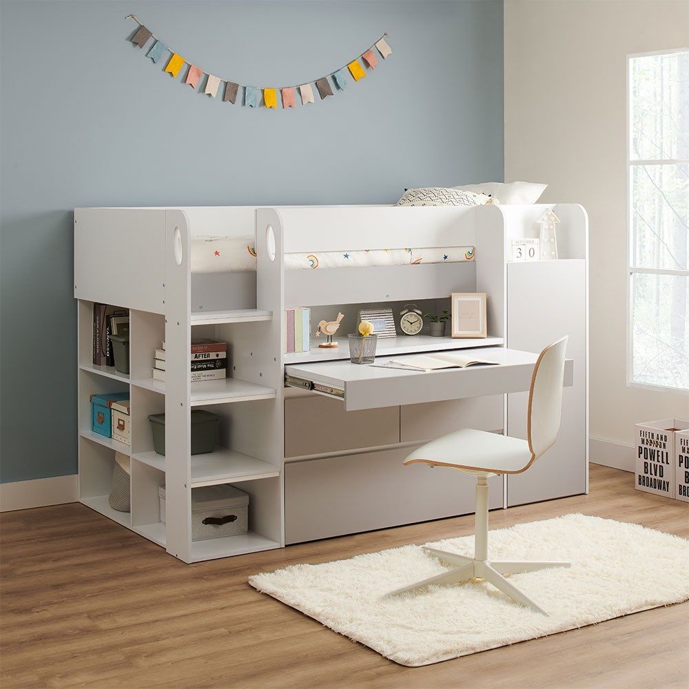 kids cabin bed with storage desk wardrobe desk cuckooland